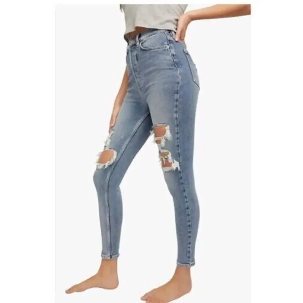 Free People We the Free Phoenix Ripped Skinny Button Fly Jeans Size 24 MSRP‎ $98